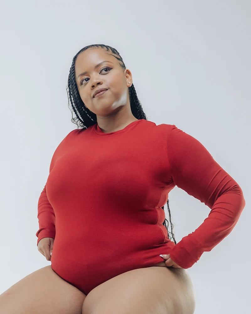 Vivo X This Is Essentials Long Sleeve Crew Neck Bodysuit - Red