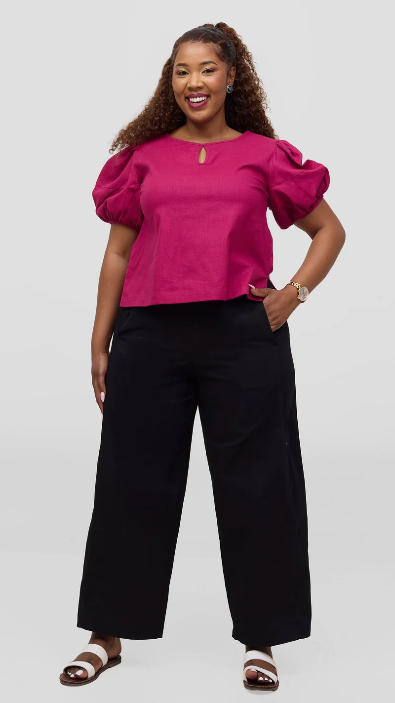 Vivo Lulu Bubble Sleeve Top - Fuschia