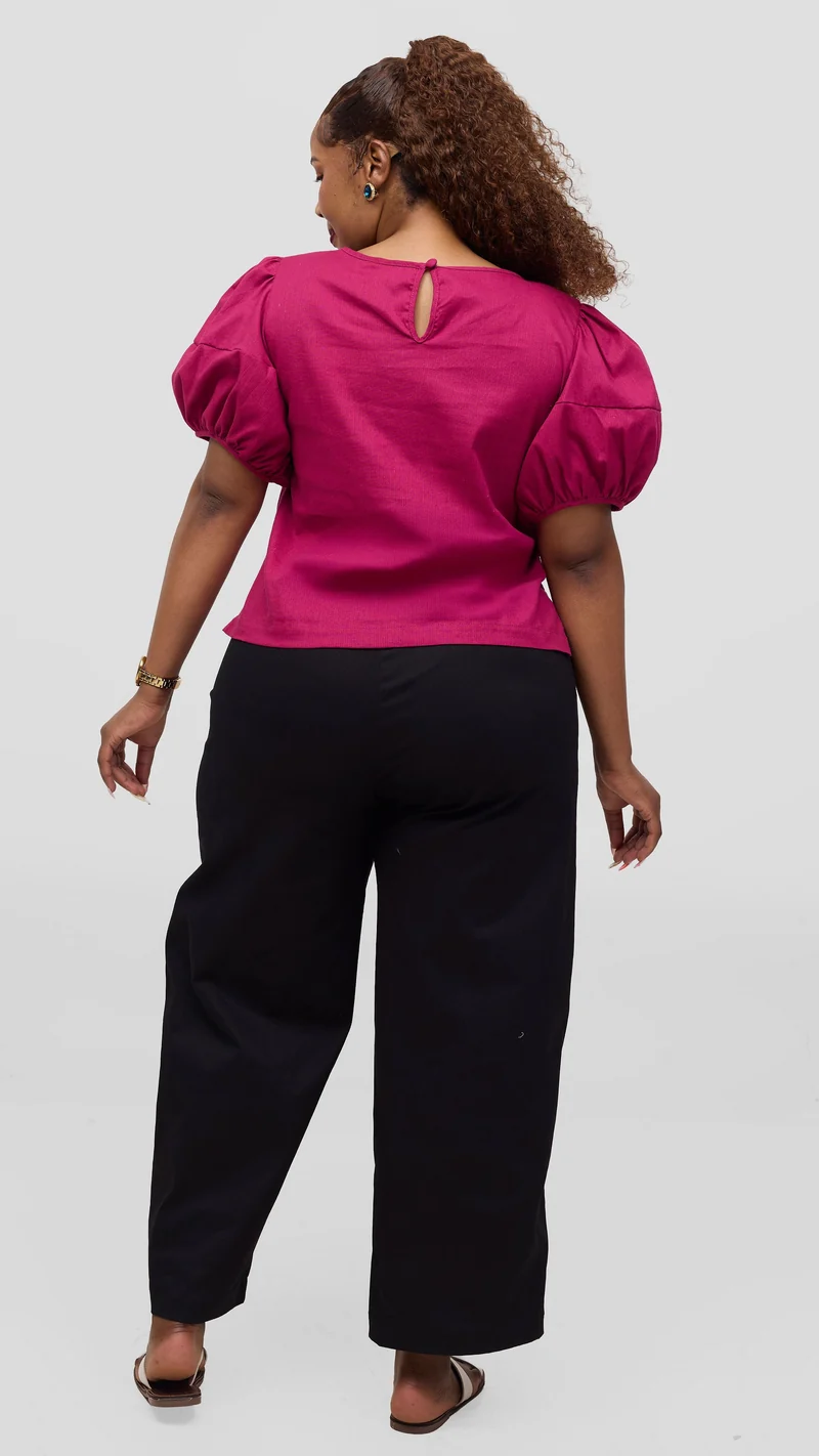 Vivo Lulu Bubble Sleeve Top - Fuschia