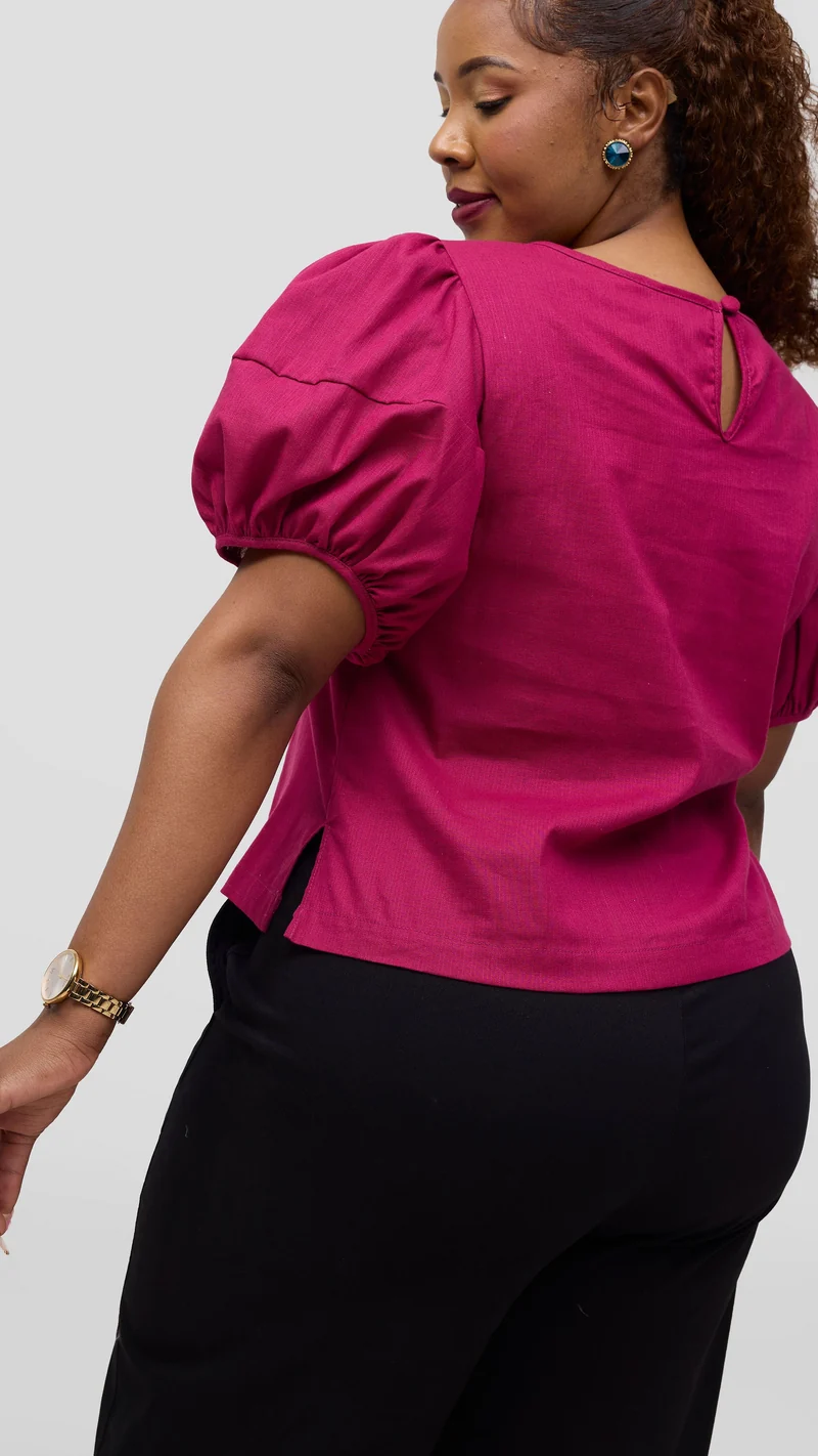 Vivo Lulu Bubble Sleeve Top - Fuschia