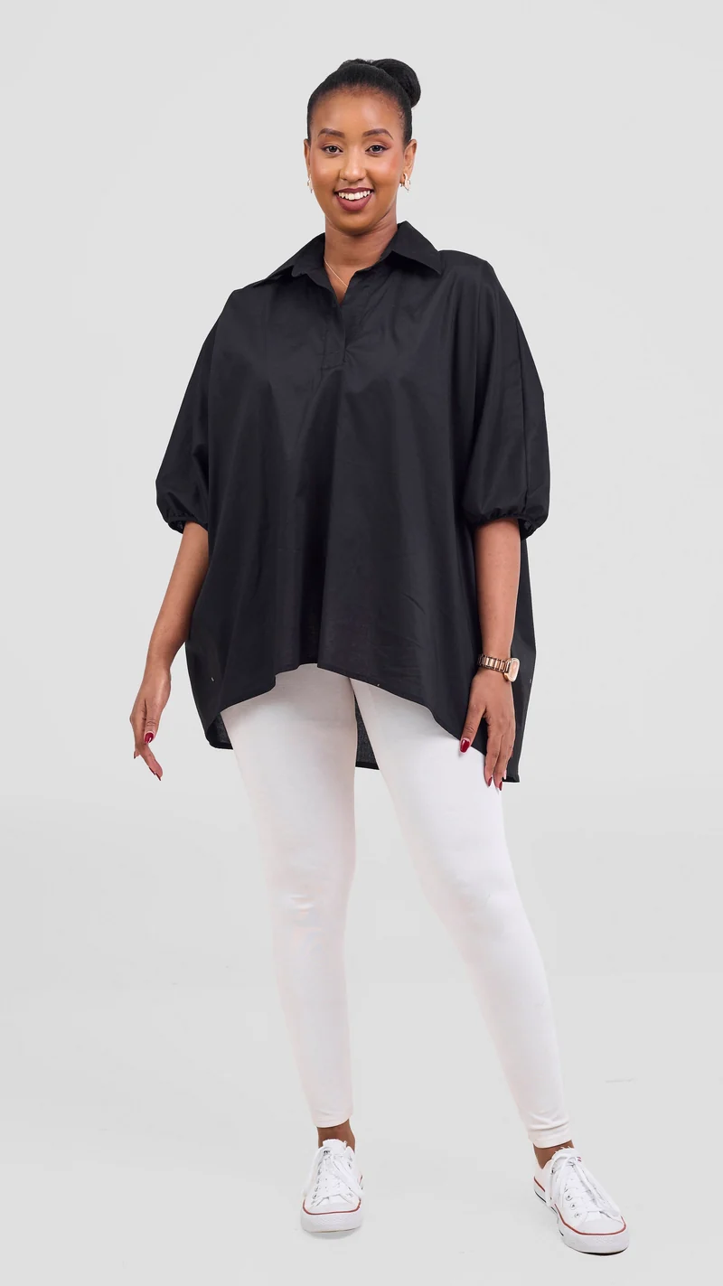 Vivo Cotton High Low Top - Black