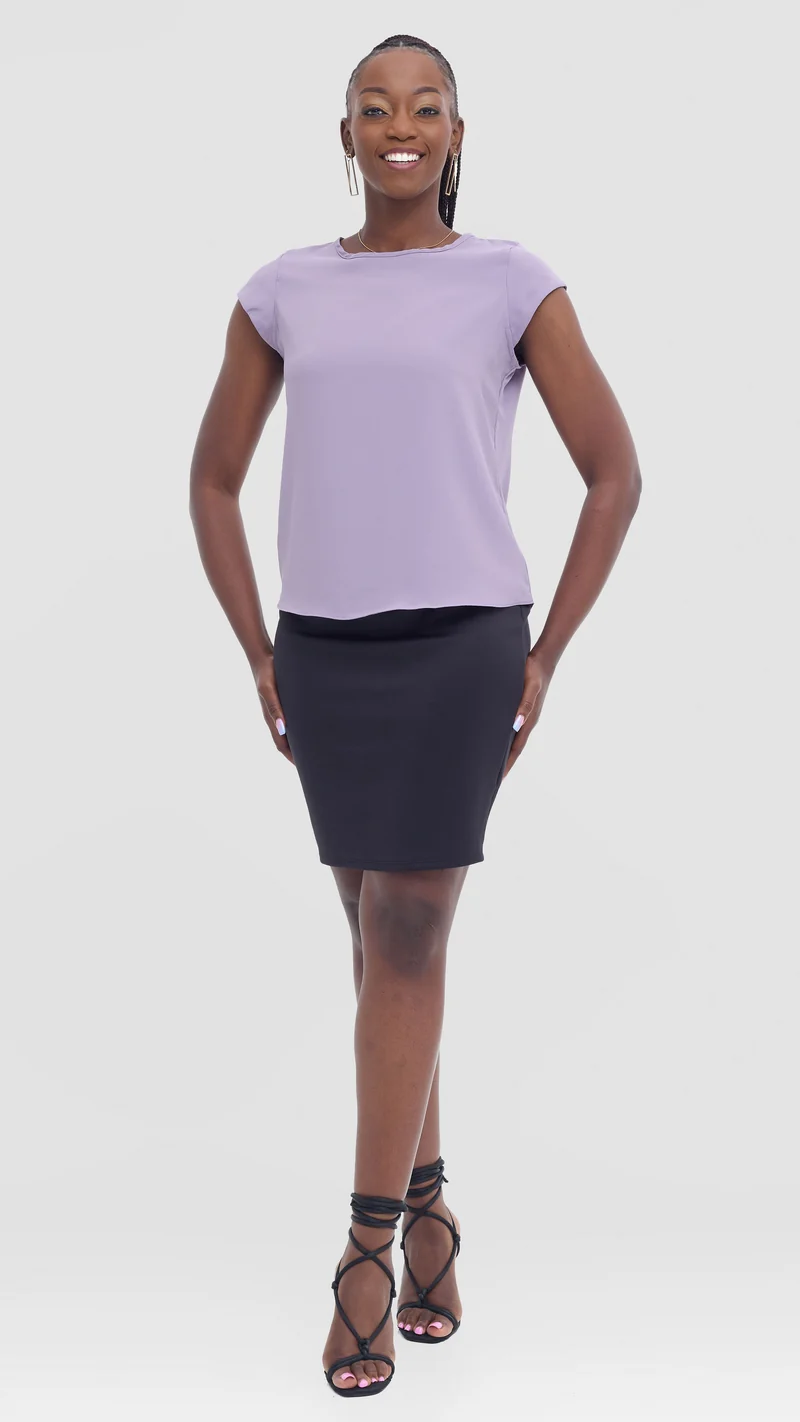 Vivo Basic Cap Sleeve Top in Crepe - Lilac