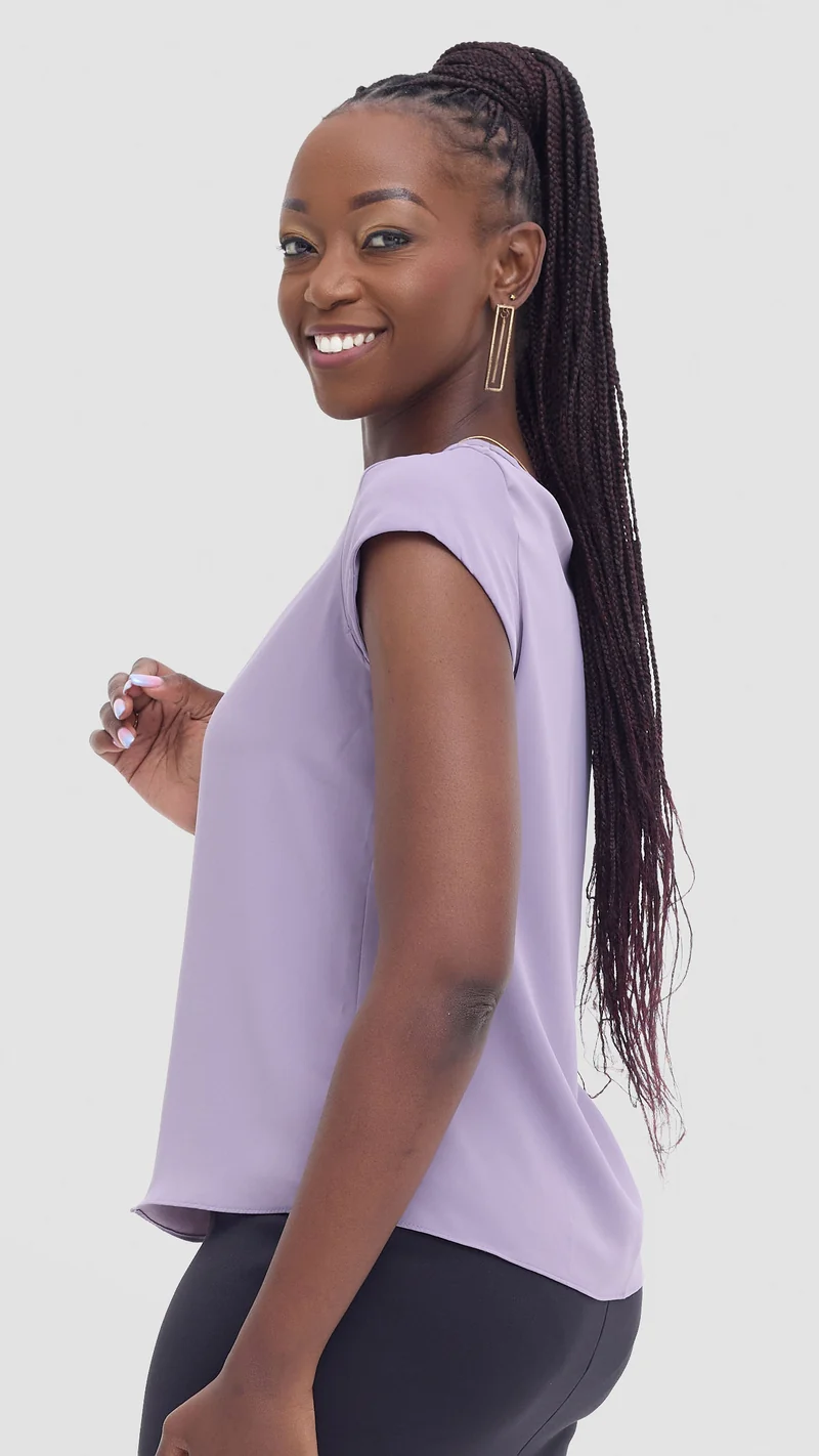 Vivo Basic Cap Sleeve Top in Crepe - Lilac