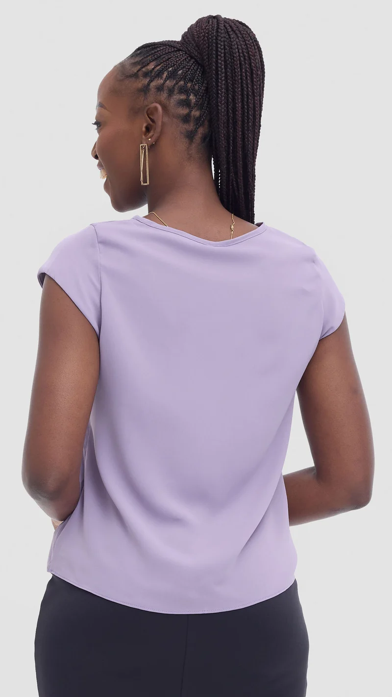 Vivo Basic Cap Sleeve Top in Crepe - Lilac