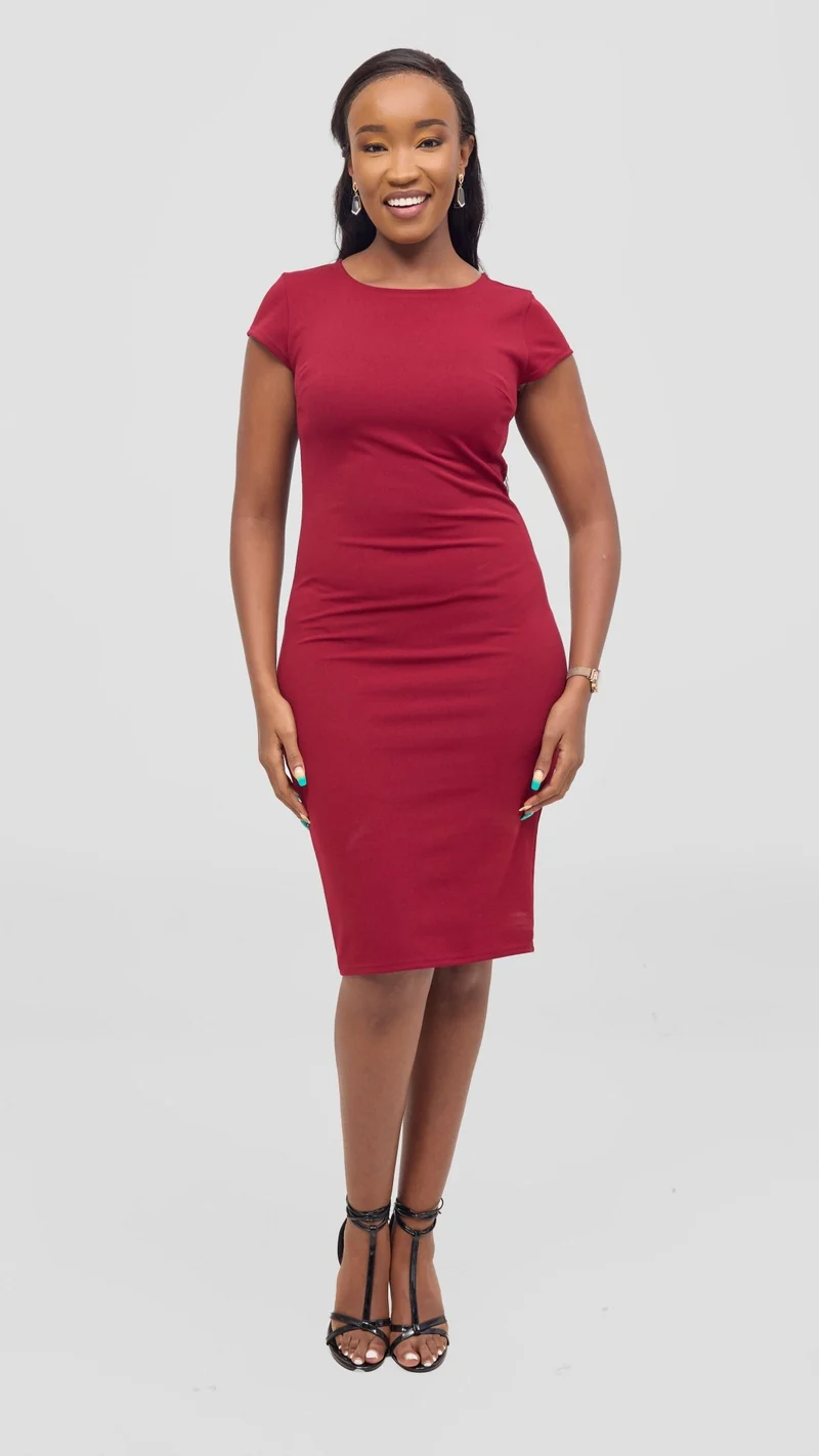 Vivo Imara Cap Sleeve Sheath Dress - Red