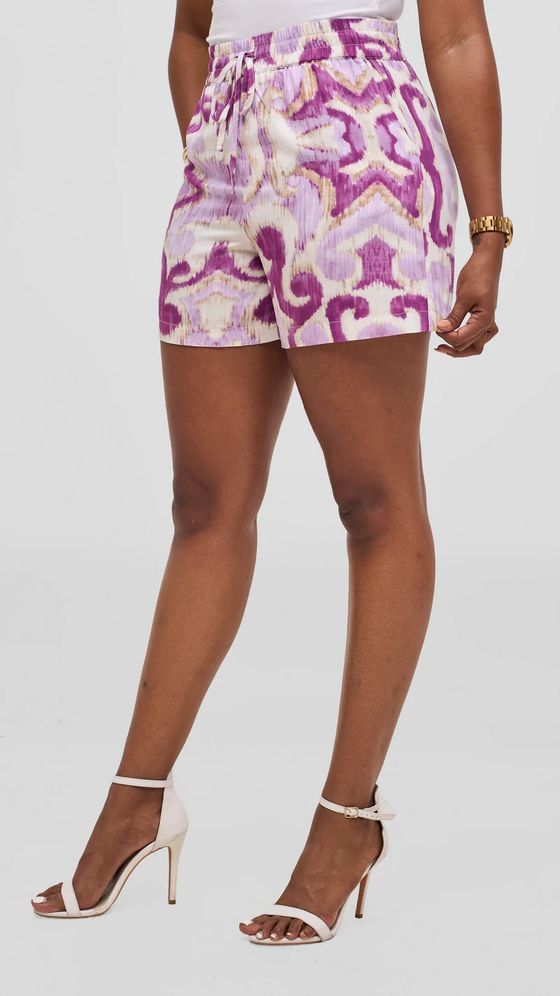Vivo Talia Kimono & Shorts Set - Lilac / Purple Print