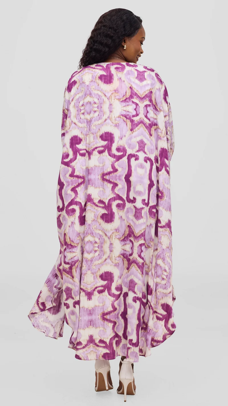 Vivo Talia Kimono & Shorts Set - Lilac / Purple Print