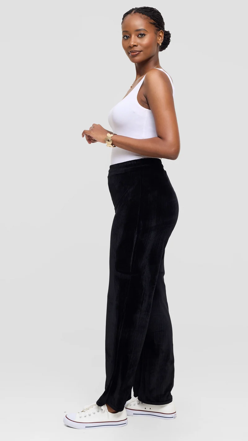 Vivo Studio Drawstring Pants in Velvet - Black