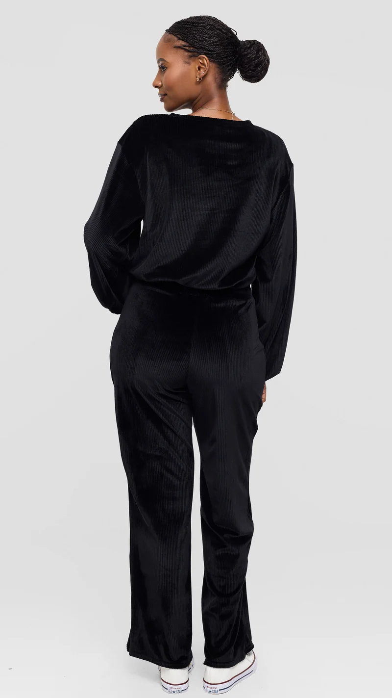 Vivo Studio Drawstring Pants in Velvet - Black