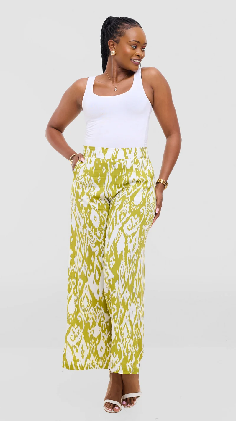 Vivo Samira Pants - Olive / White Print