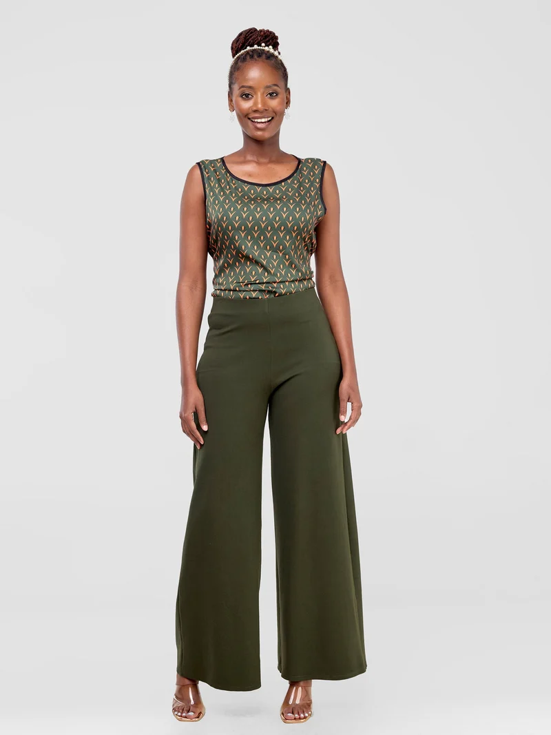 Vivo Upe Wide Leg Pants in Ponte - Hunters Green