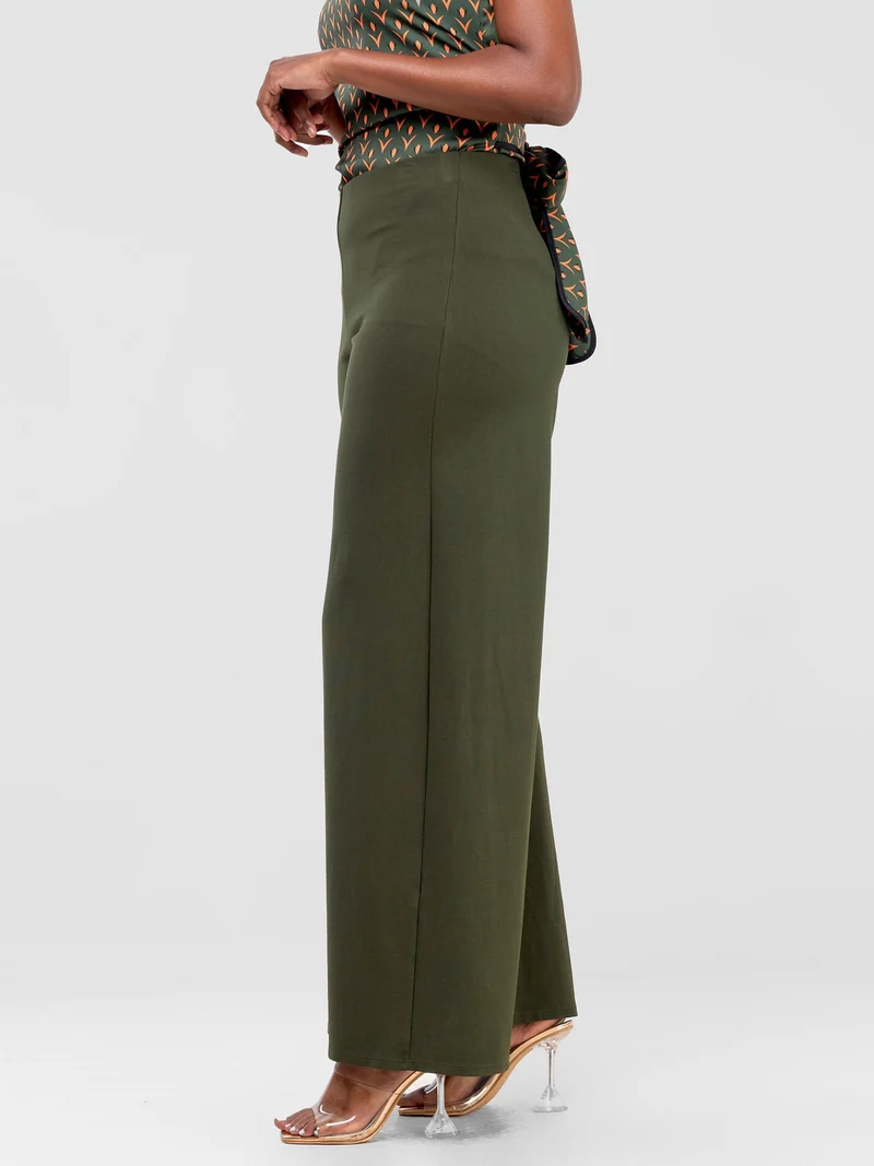 Vivo Upe Wide Leg Pants in Ponte - Hunters Green