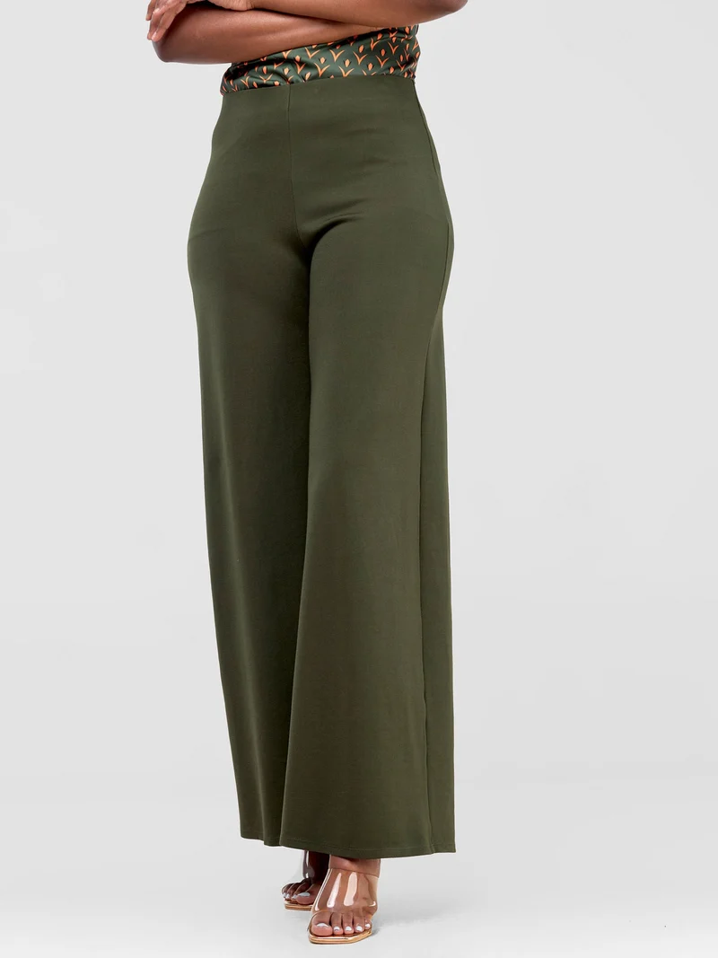 Vivo Upe Wide Leg Pants in Ponte - Hunters Green
