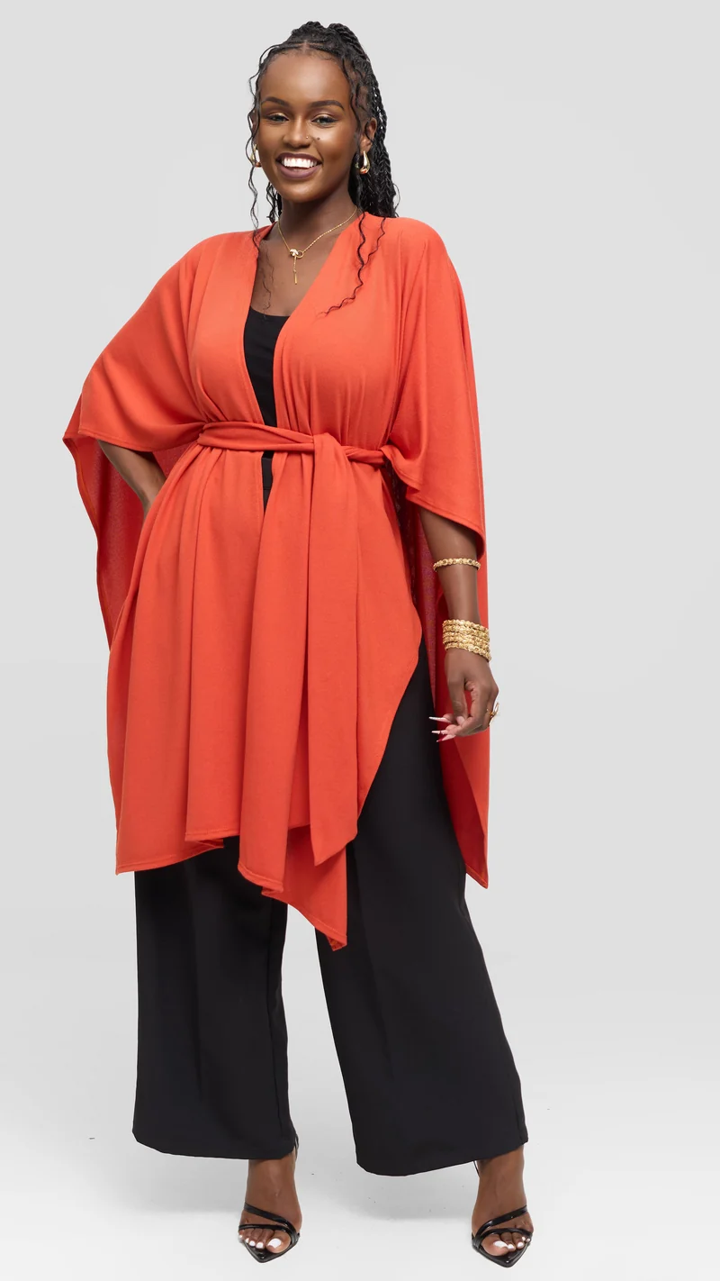 Vivo Wrap Shawl in Sweater - Rust