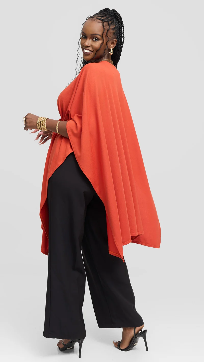 Vivo Wrap Shawl in Sweater - Rust