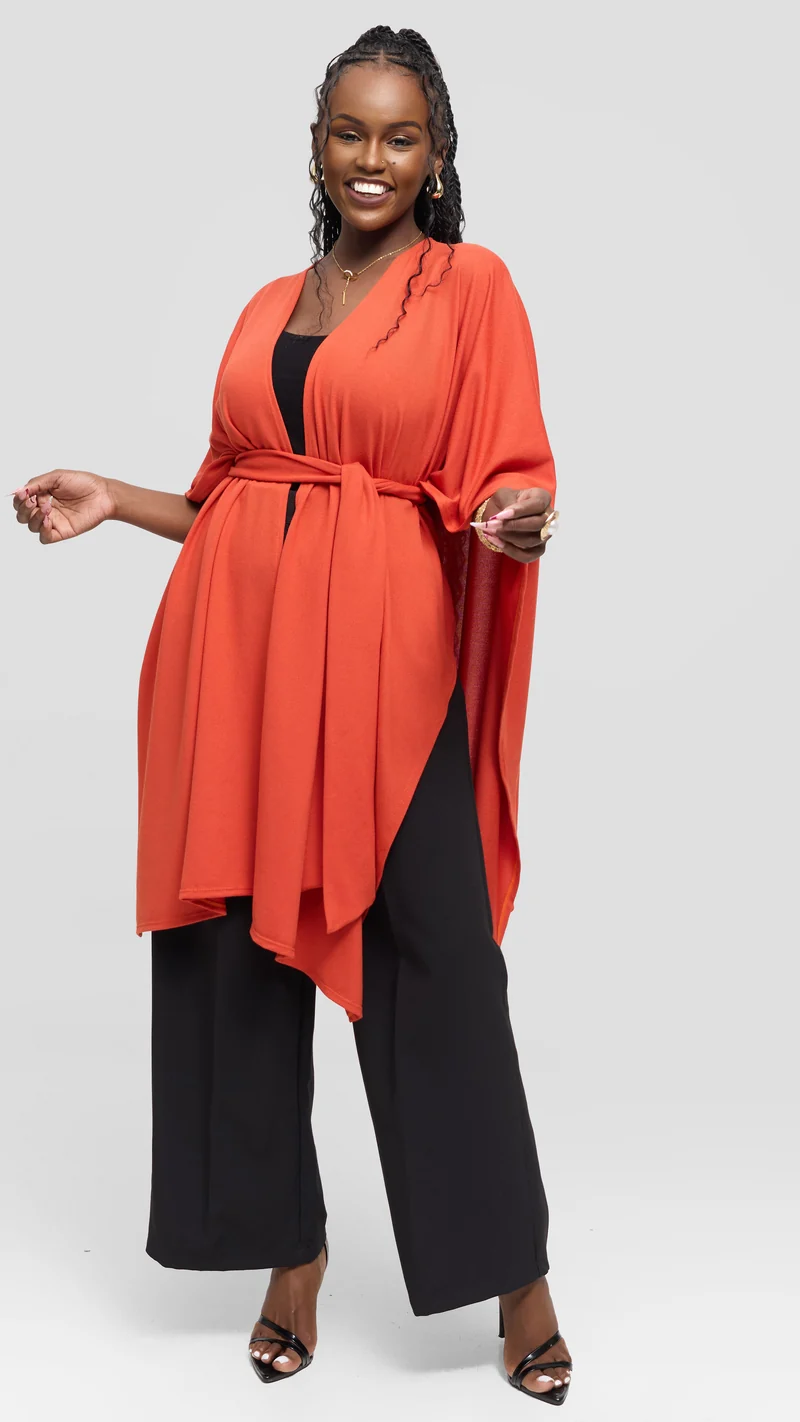 Vivo Wrap Shawl in Sweater - Rust
