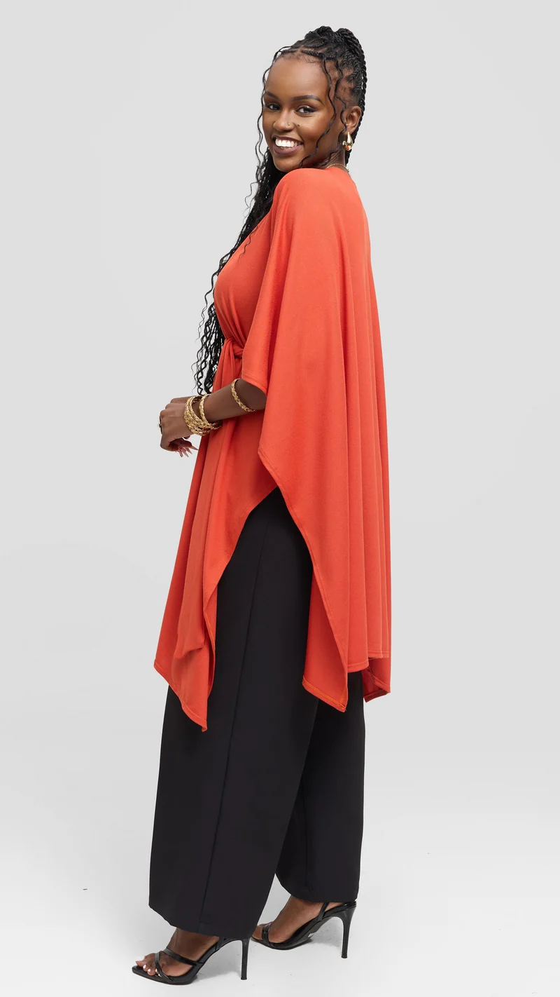 Vivo Wrap Shawl in Sweater - Rust