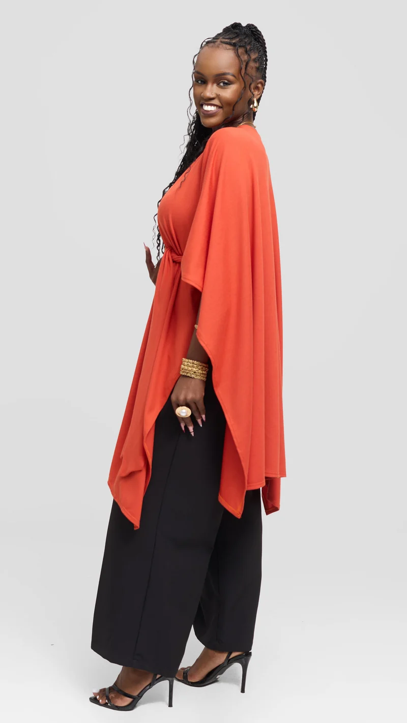 Vivo Wrap Shawl in Sweater - Rust