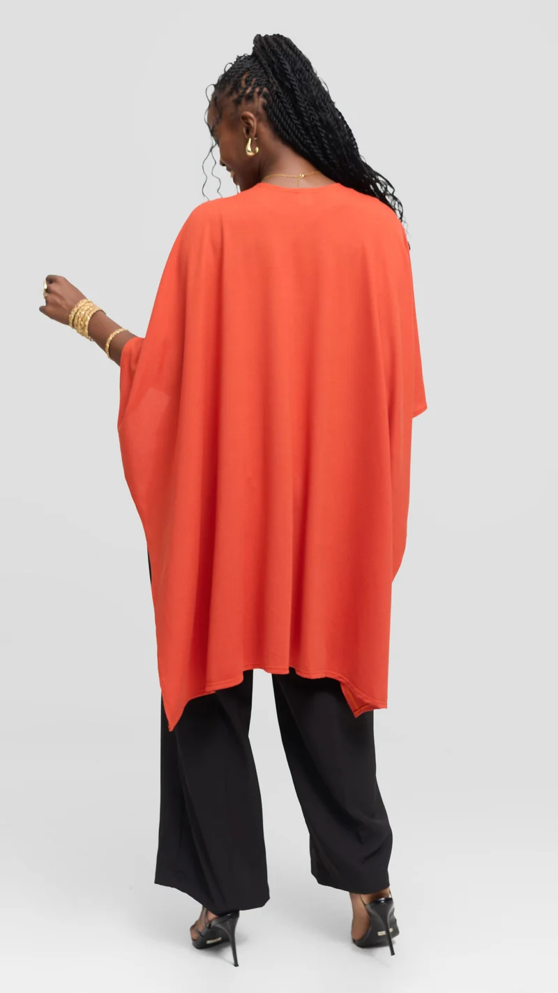 Vivo Wrap Shawl in Sweater - Rust