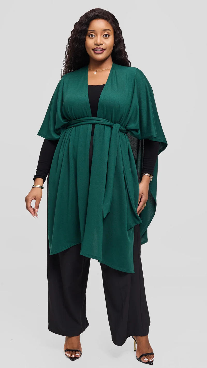 Vivo Wrap Shawl in Sweater - Dark Green
