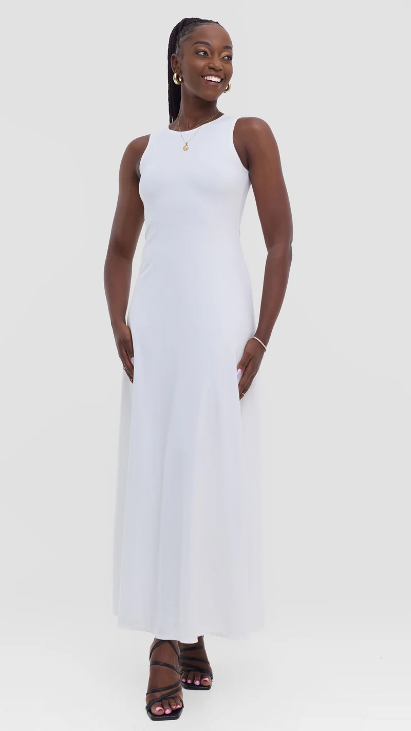 Vivo Tanda Maxi Dress in Ponte - White