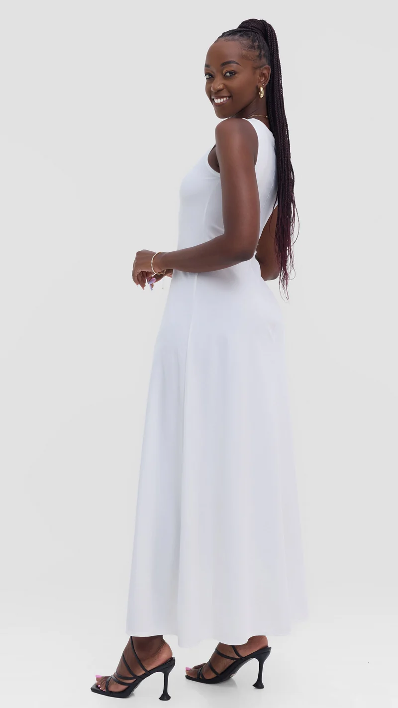 Vivo Tanda Maxi Dress in Ponte - White