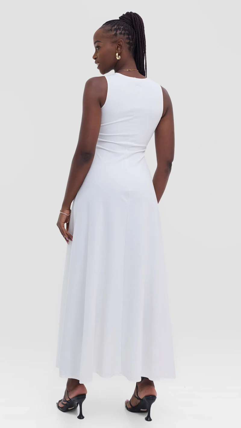 Vivo Tanda Maxi Dress in Ponte - White