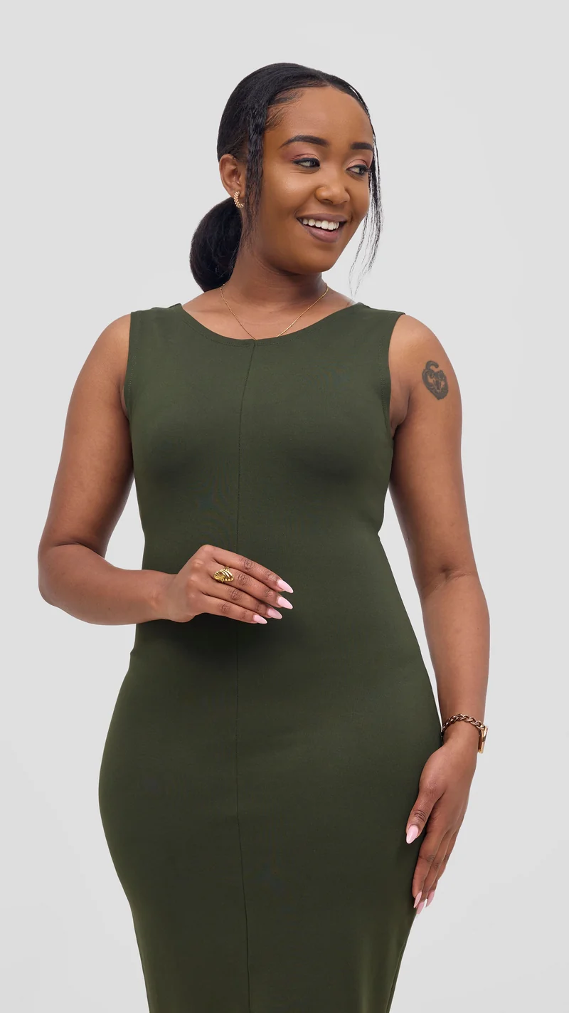 Vivo Aleri Front Slit Sheath Dress - Hunters