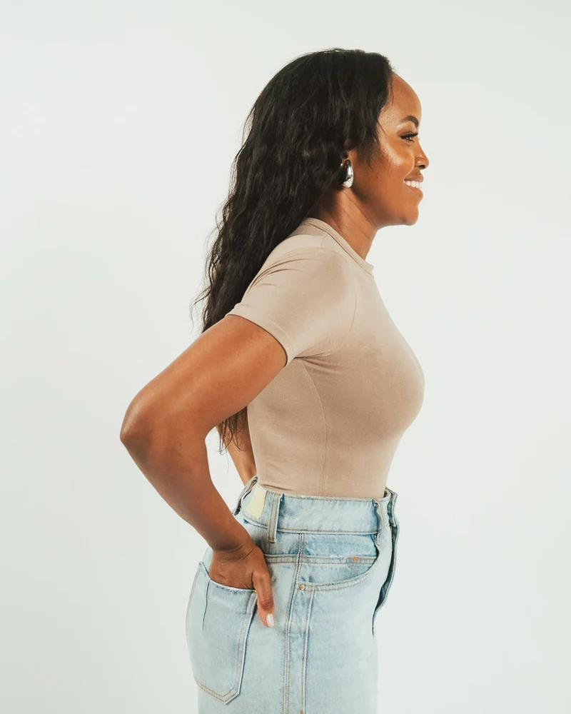 Vivo X This Is Essential Short Sleeve Bodysuit - Taupe