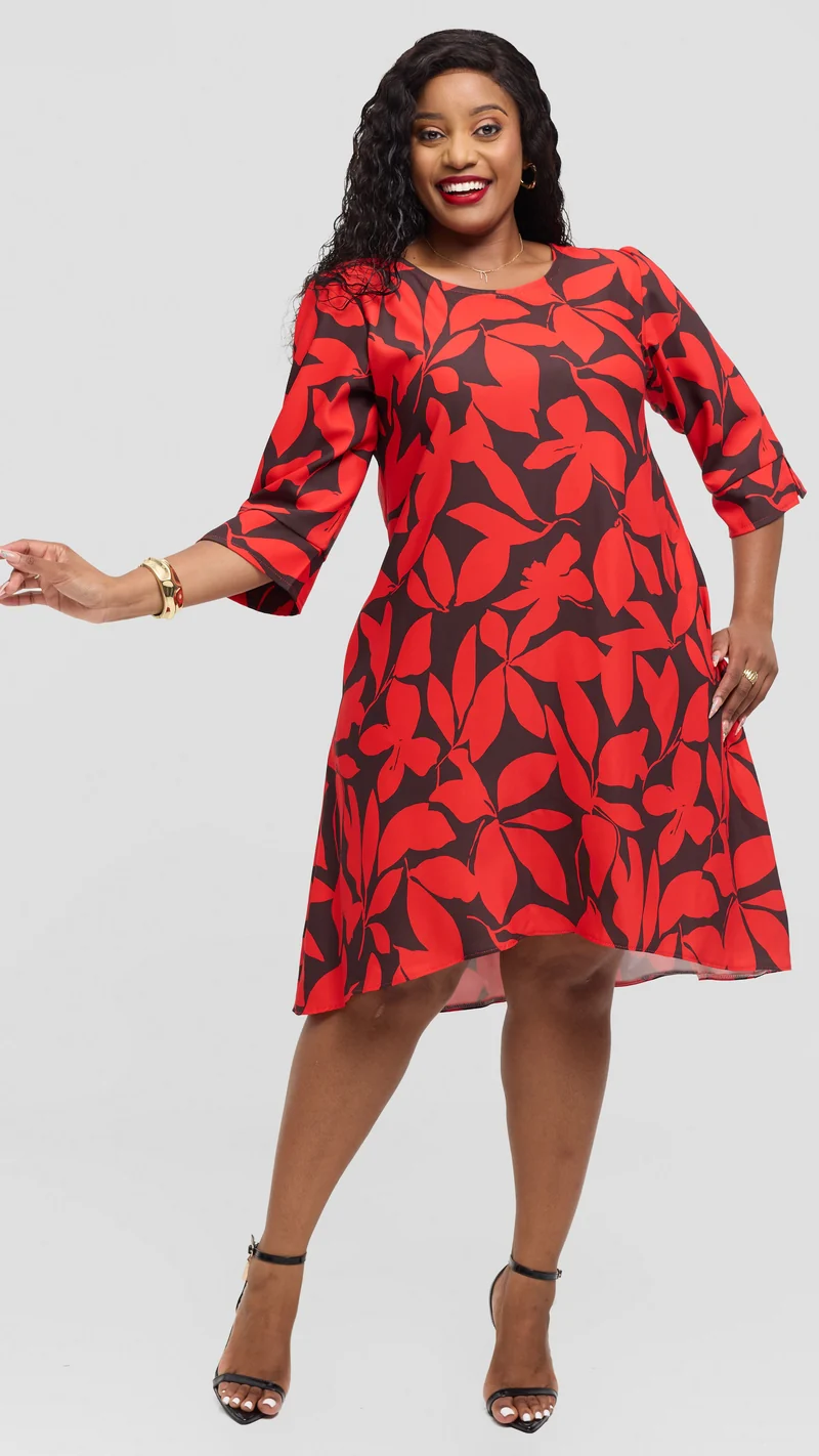 Jolly Fancy Wear zari Shift Dress - Red