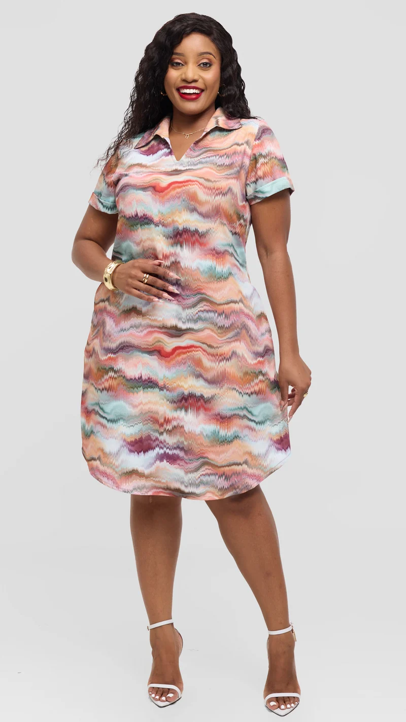 Jolly Fancy Wear Maya Shirt Dress - Beige Floral