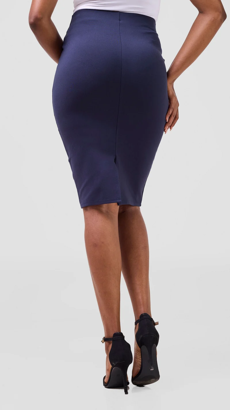 Vivo Waridi Pencil Skirt in Ponte - Dark Navy Blue