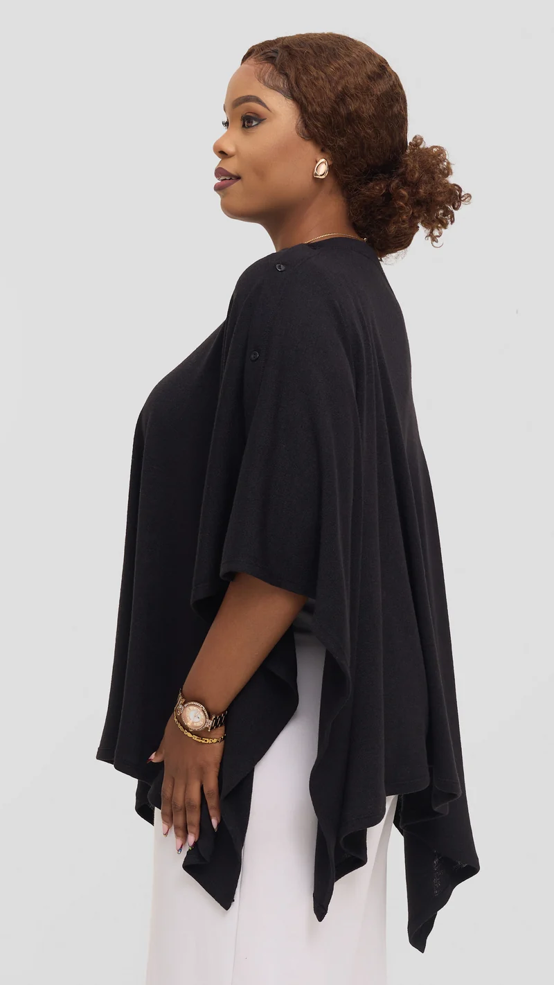 Vivo Multiway Poncho in Sweater - Black