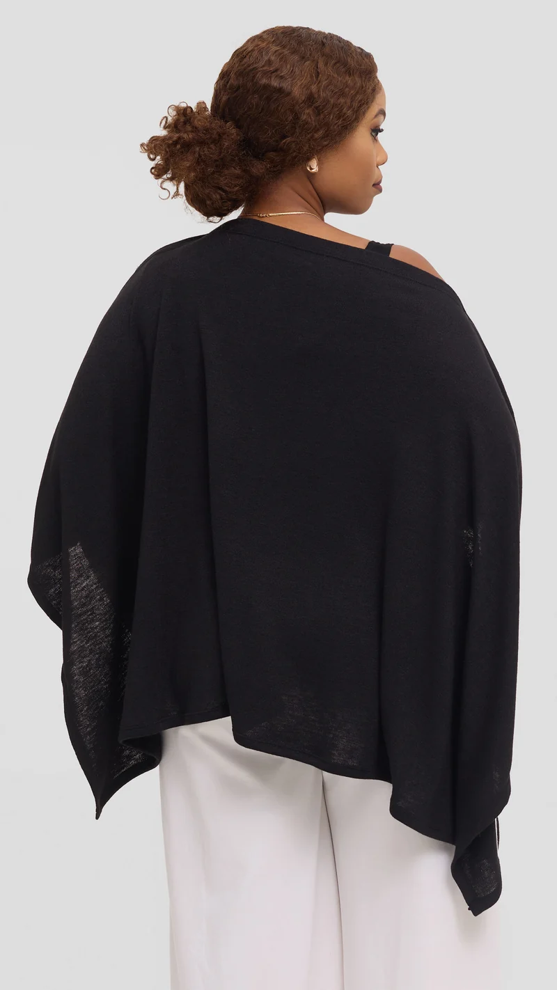 Vivo Multiway Poncho in Sweater - Black