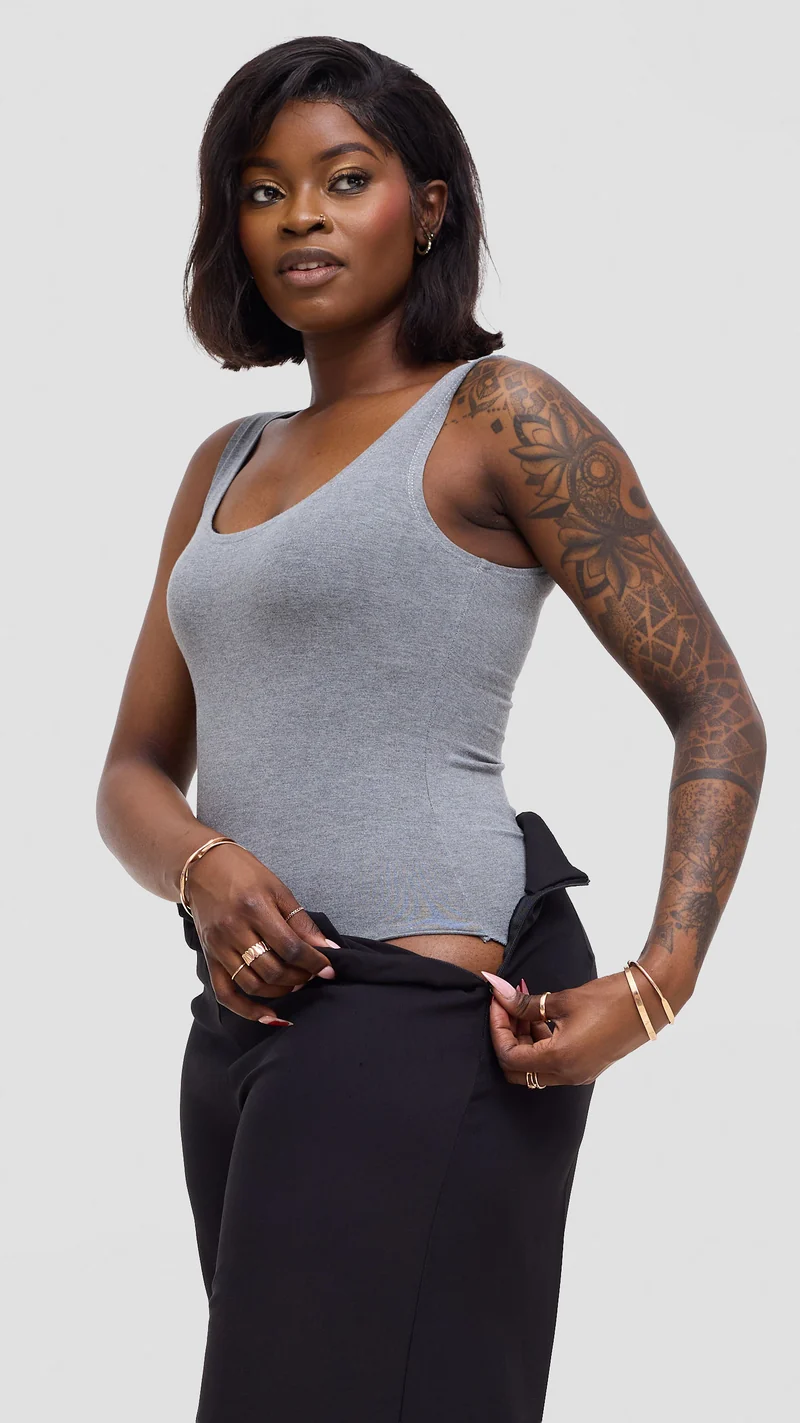 Vivo Basic Sleeveless Bodysuit - Light Grey