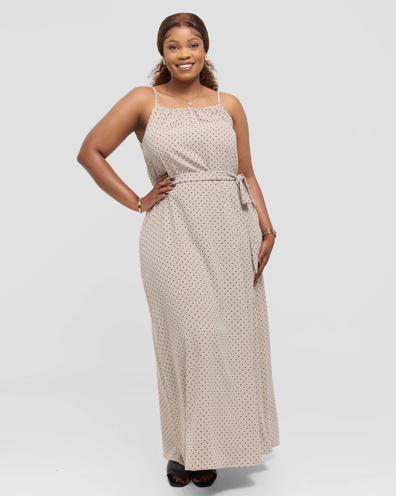 Anzo Wear Maxi Sleeveless - Beige Polka
