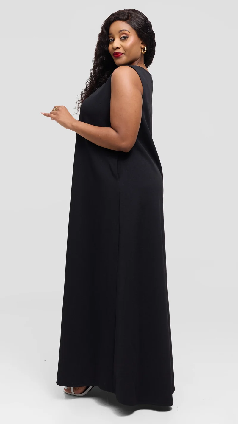 Anzo A-Line Maxi Swing Dress - Black