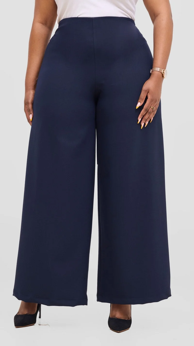 Vivo Diella Wide Leg Pants in Twill - Navy