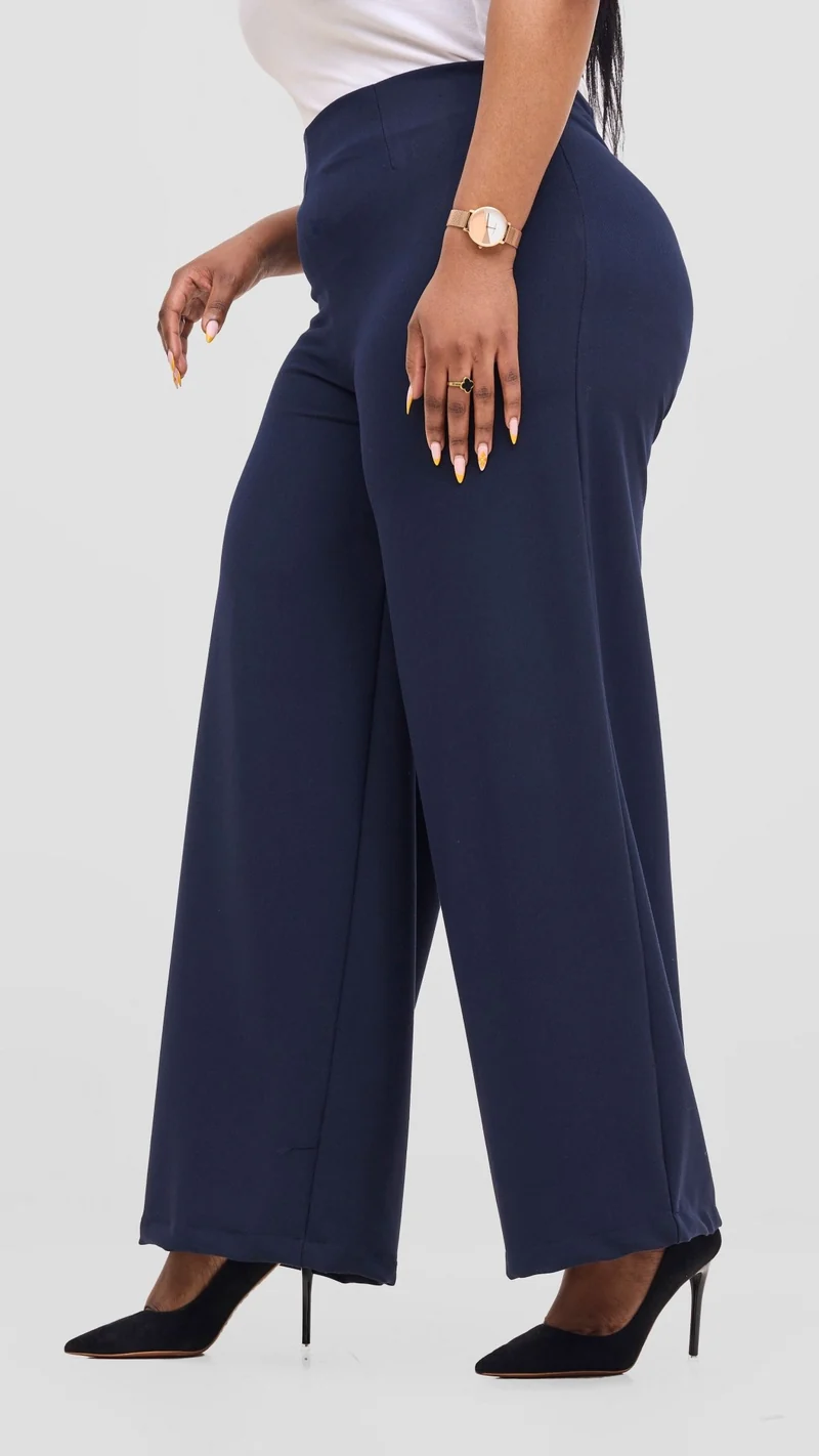 Vivo Diella Wide Leg Pants in Twill - Navy