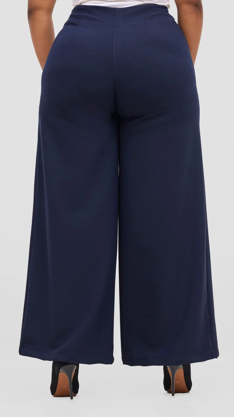 Vivo Diella Wide Leg Pants in Twill - Navy