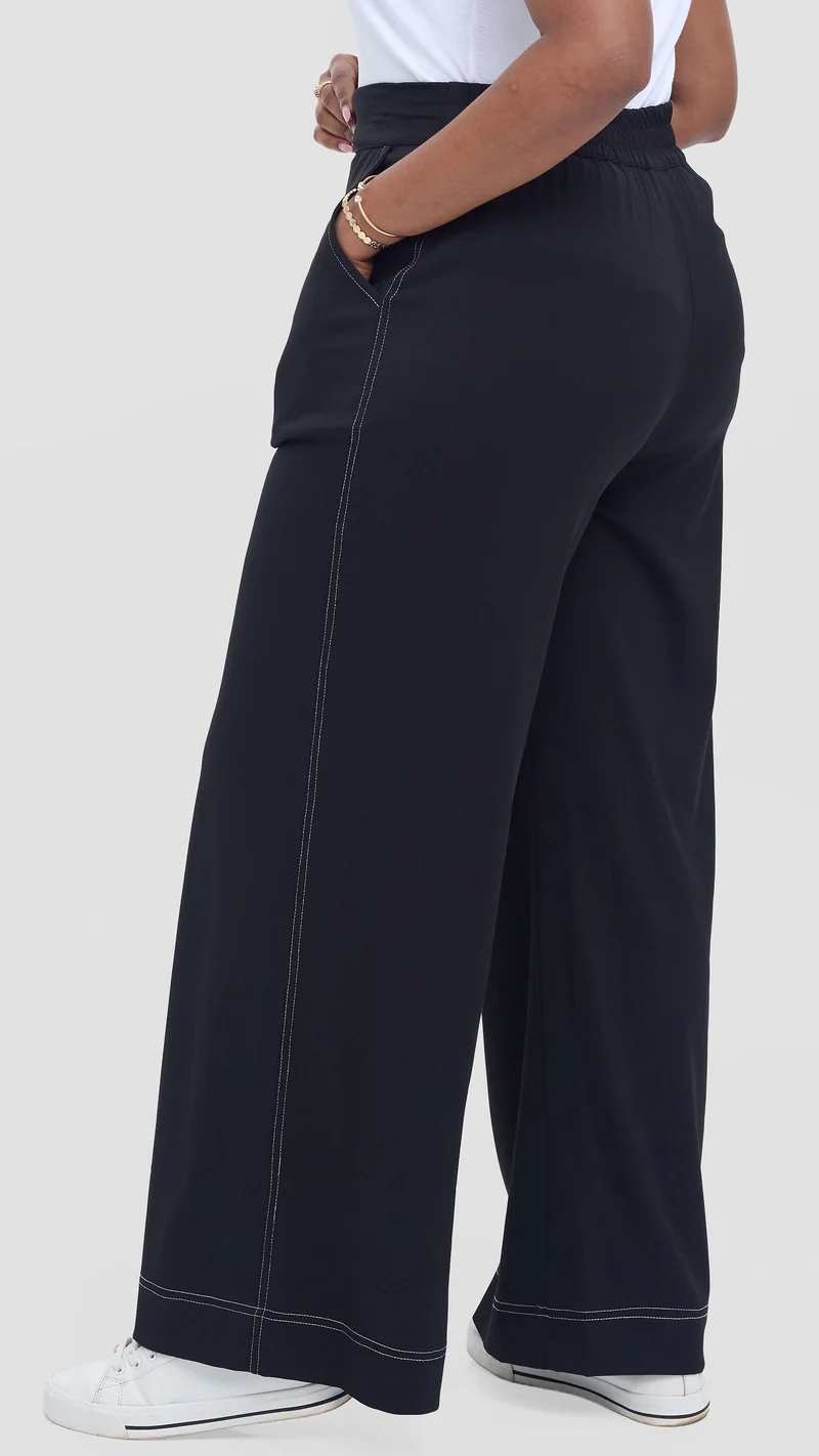 Vivo Contrast Stitch Pants in Denim - Black