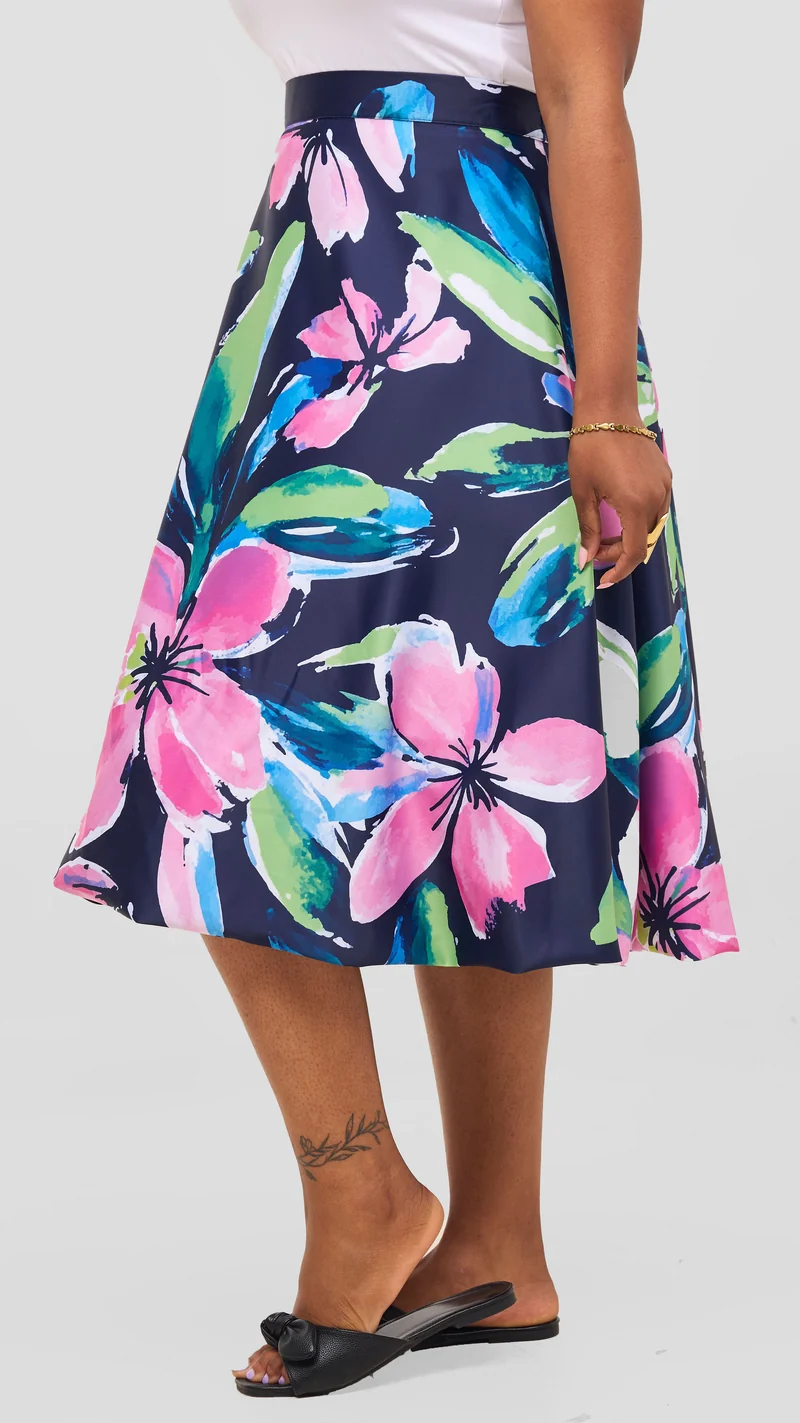 Vivo Iyana Bubble Midi Skirt - Green / Pink Iya Print