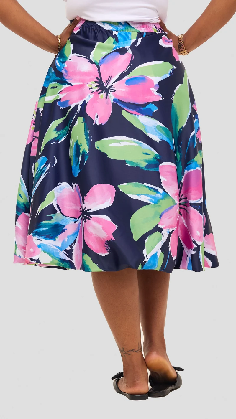 Vivo Iyana Bubble Midi Skirt - Green / Pink Iya Print