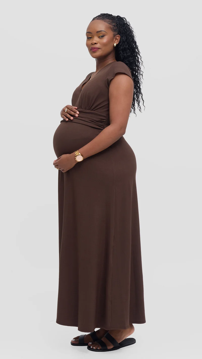 Vivo Anavi Maxi Dress In Jersey - Chocolate