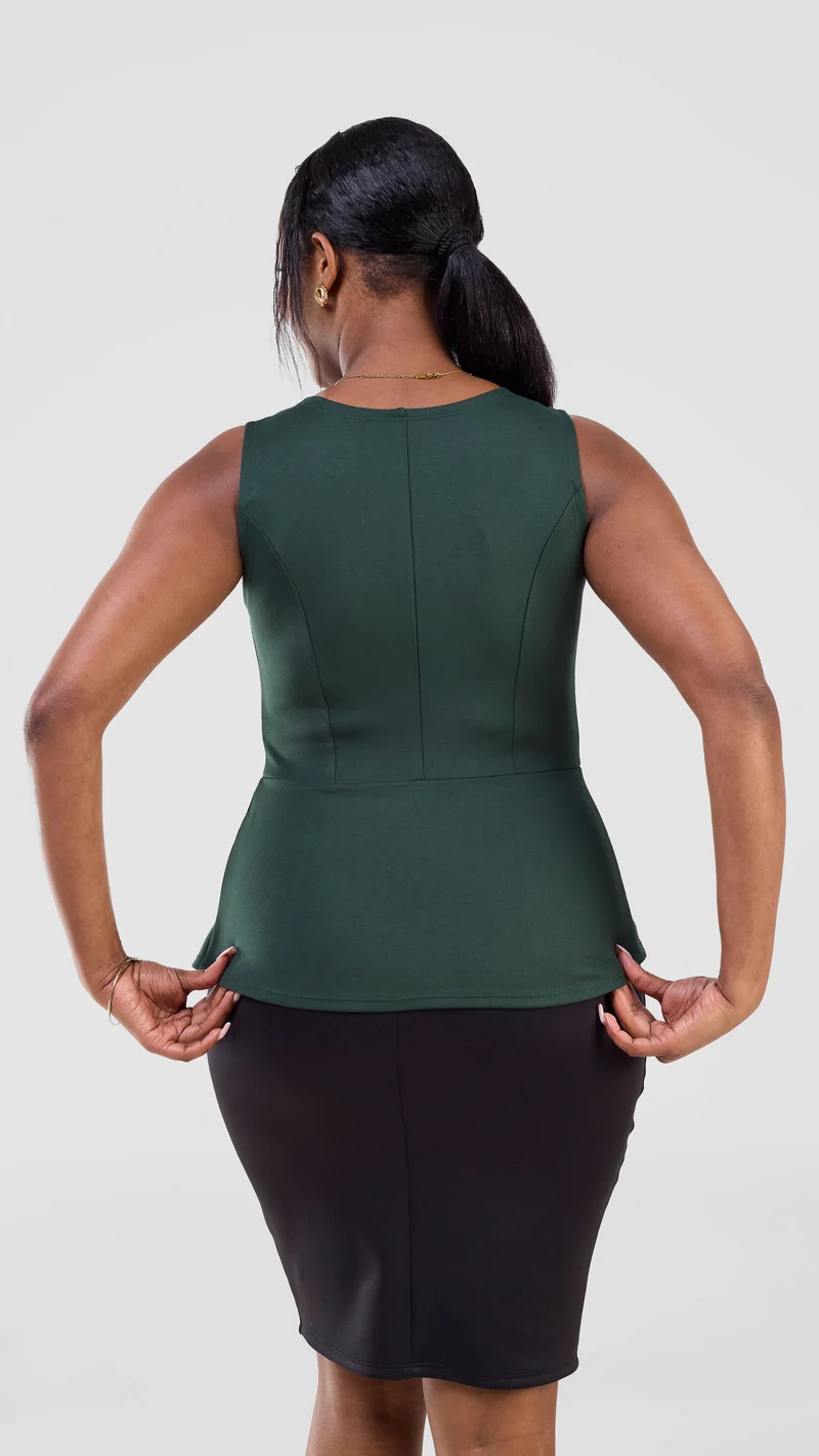 Vivo Lena Sleeveless High Neck Top - Dark Green
