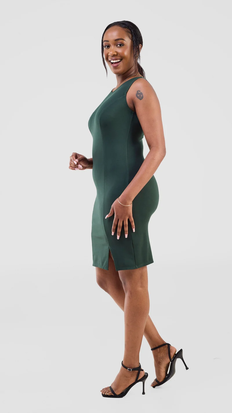 Vivo Lena Sleeveless High Neck Top - Dark Green