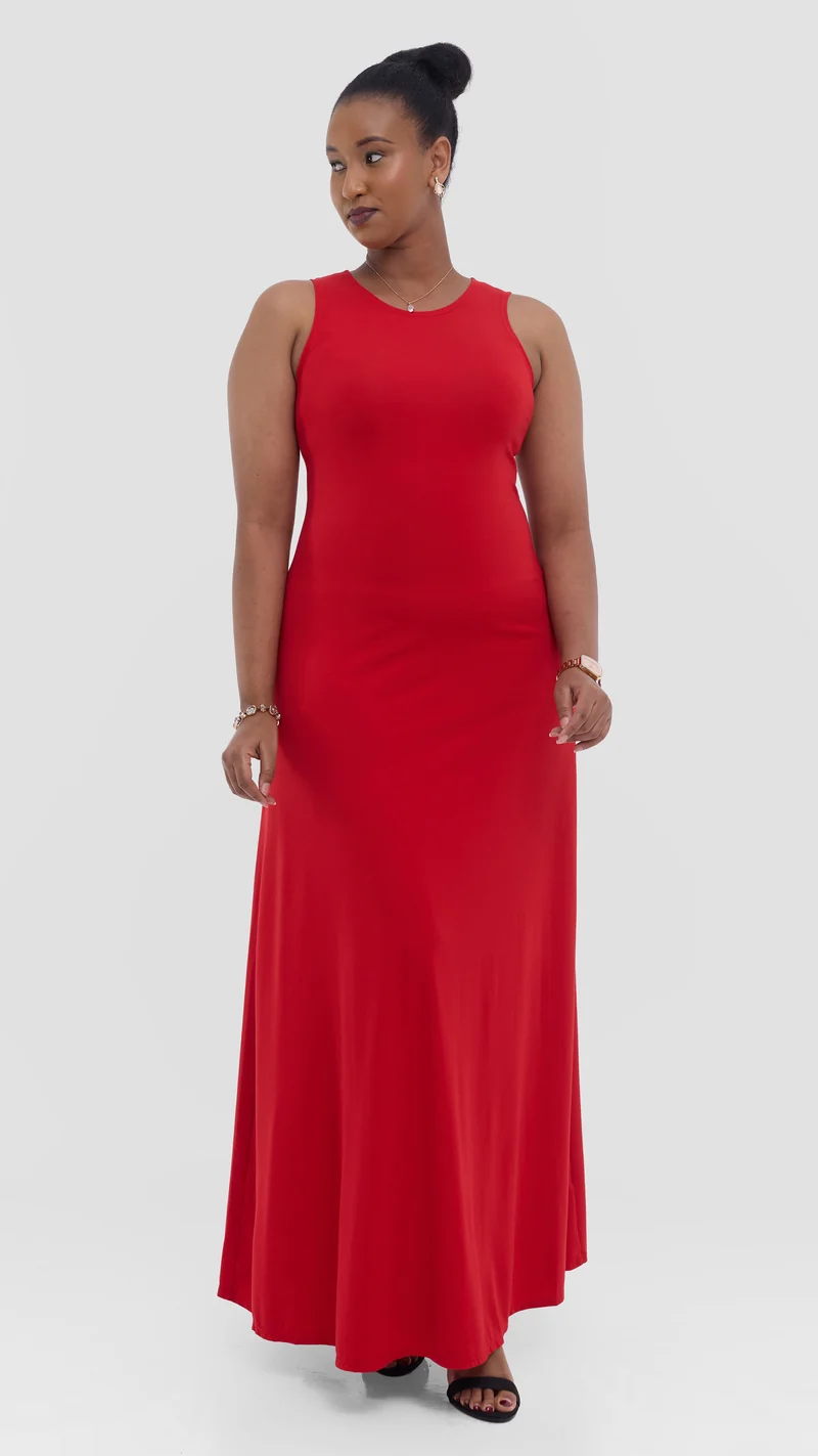 Vivo Tanda Maxi Dress in Ponte - Red