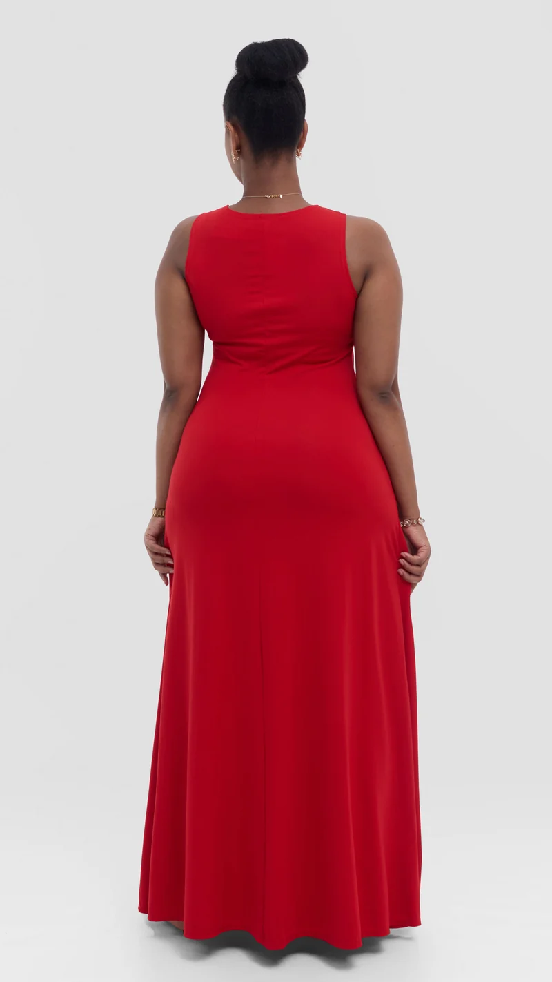 Vivo Tanda Maxi Dress in Ponte - Red