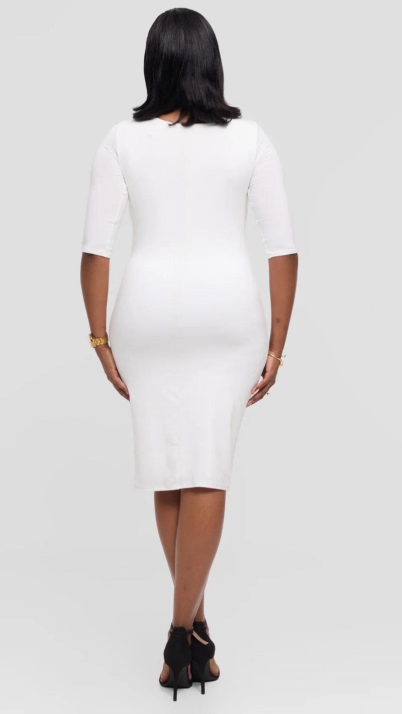 Vivo Everyday Side Twist Bodycon in Jersey - Off White