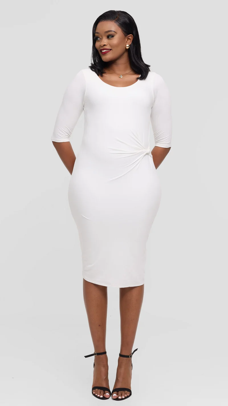 Vivo Everyday Side Twist Bodycon in Jersey - Off White